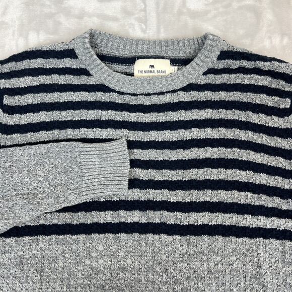 The Normal Brand Sweater Mens Large Gray Pique Stitch Crew Coastal Preppy Cozy - Picture 1 of 9